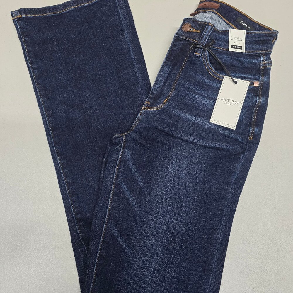 Judy Blue Mid Rise Dark Wash Bootcut Jeans - Picture 4 of 4